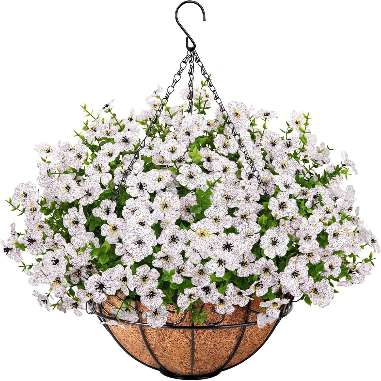 Roberly Artificial Hanging Flowers for Outdoors with Hanging Basket Fake Silk…