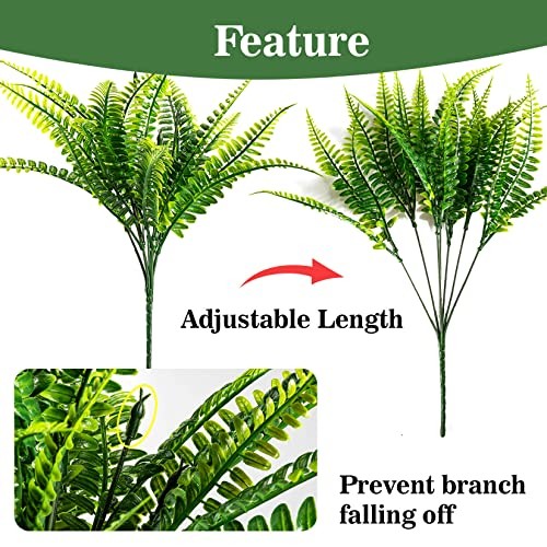 10PCS Fake Fern Outdoors – Ferns Artificial Plants for Outdoor Ferns That Look
