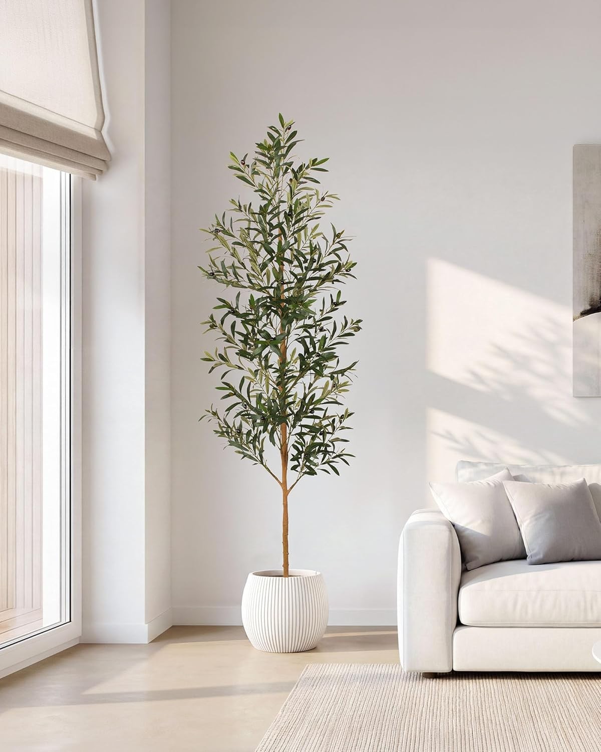 7FT Olive Trees Artificial Indoor, Tall Faux Olive Tree 7FT (84in) with Natural