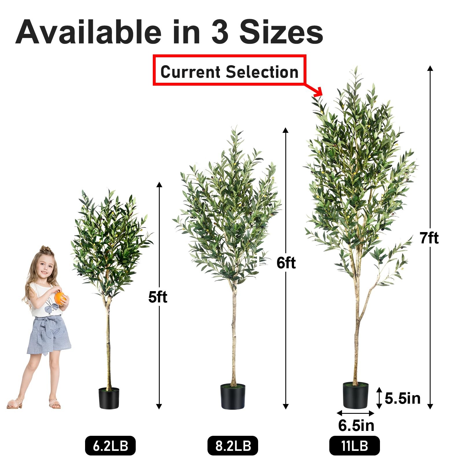 7FT Olive Tree Artificial Indoor – Tall Faux Olive Tree with Wood Trunk and L…