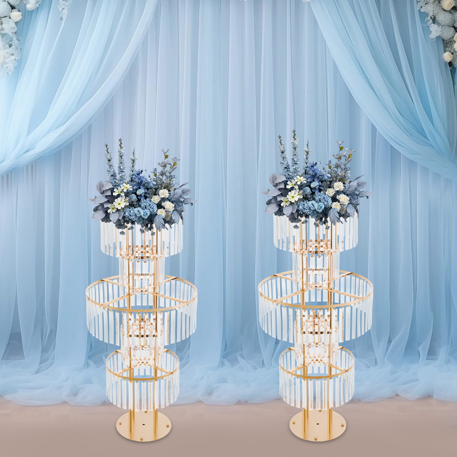5 Tier 43.3 in Height Flower Stands 2PCS Flower Stands Crystal Flower Stands