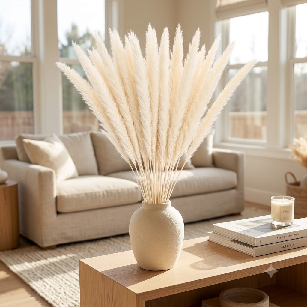 Dried Pampas Grass 15 Stems Natural White Fluffy Reed Home Wedding Decor