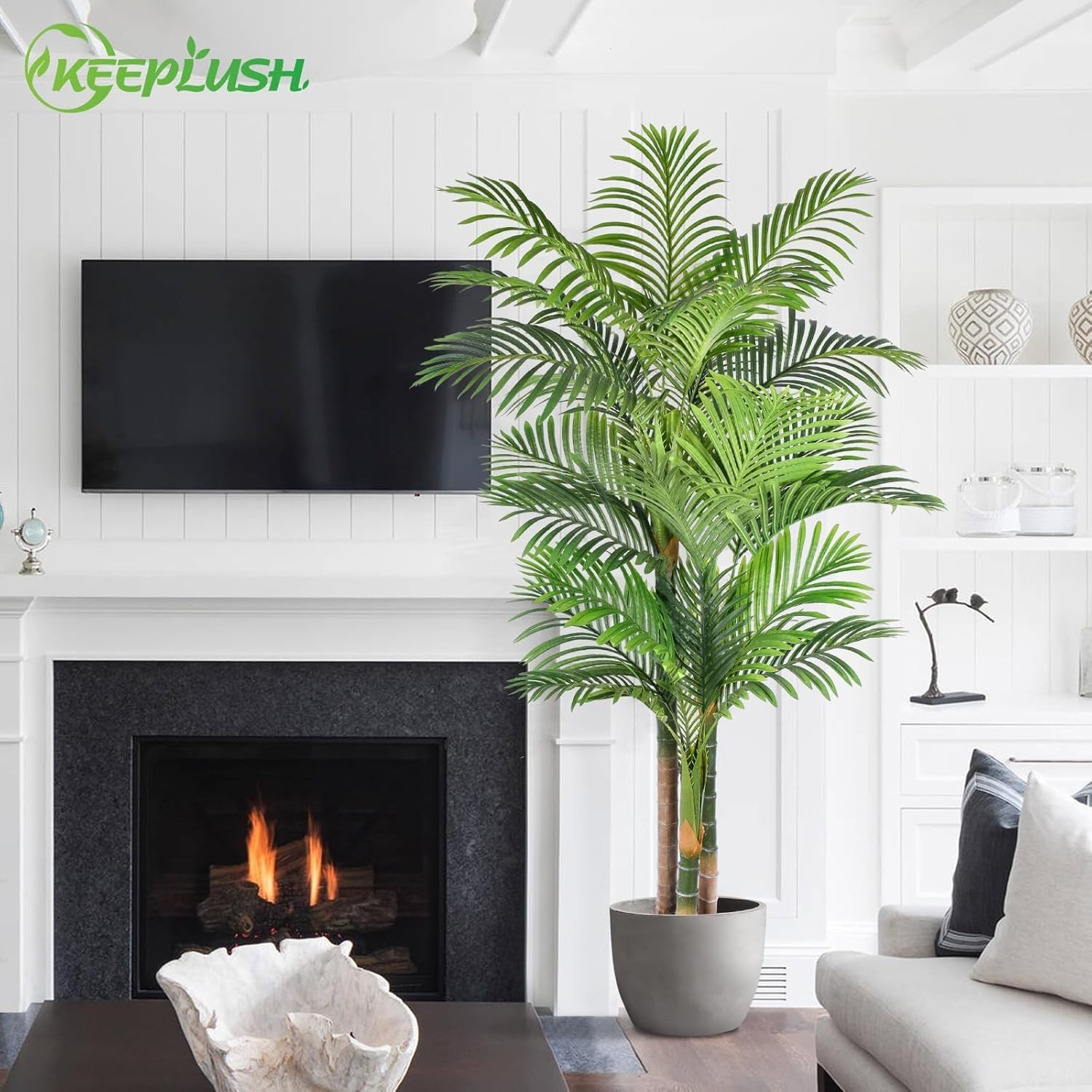 Elegant 6ft Tall Artificial Palm Tree – Adjustable Leaves for Custom Look