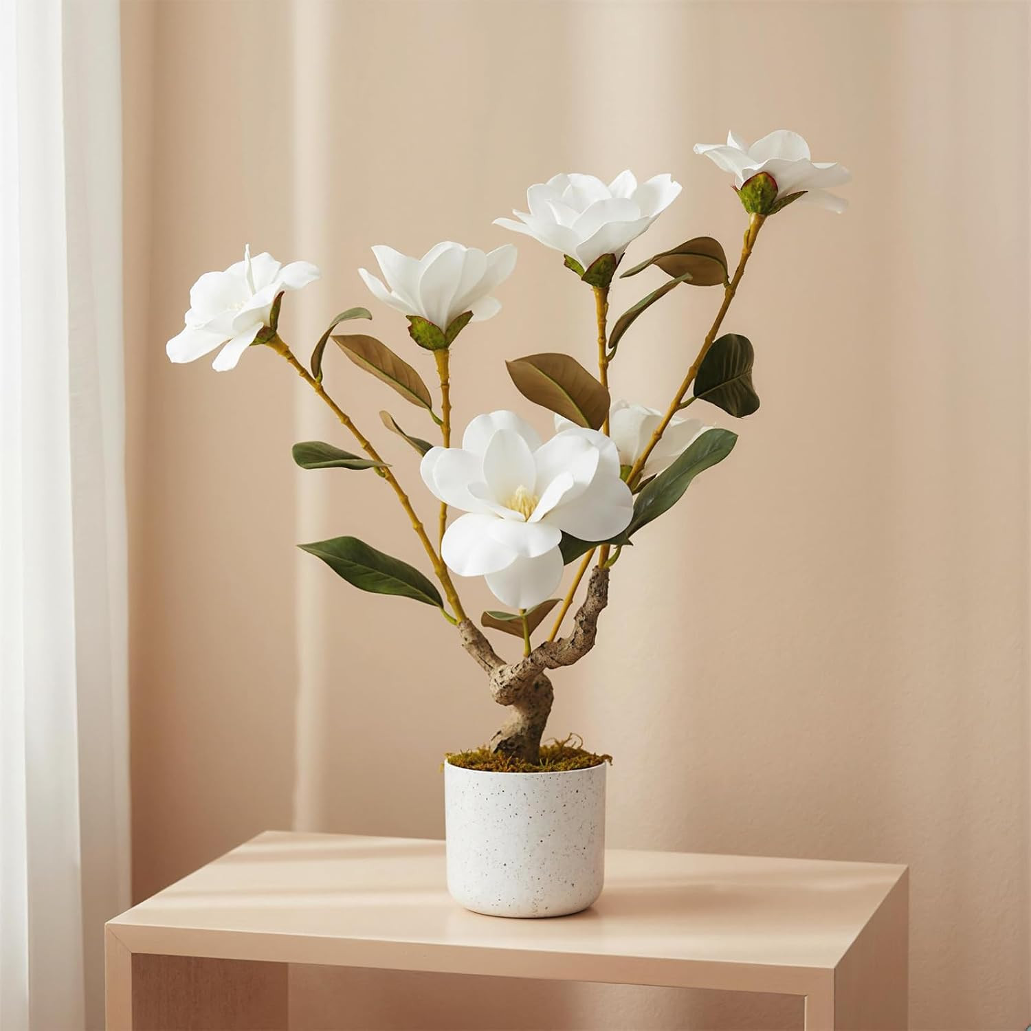 Elegant White Faux Orchid Flowers in Pot – 2 Pack, 24 Inch Indoor Decor