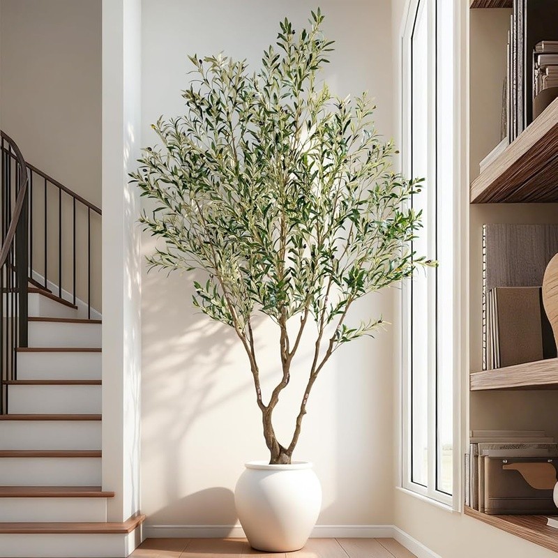 Realistic Faux Olive Tree Indoor W/ Weighted Pot Long Lasting Durable Decoration