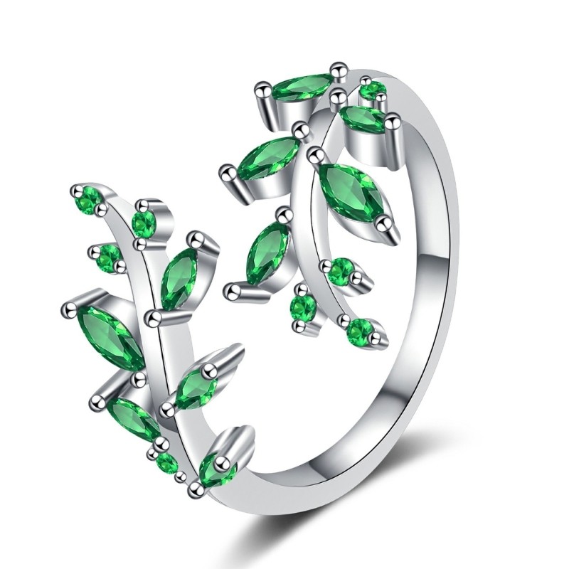 Contemporary Twig Design Ring With Crystal Details Copper Crafted Jewelry Ideal