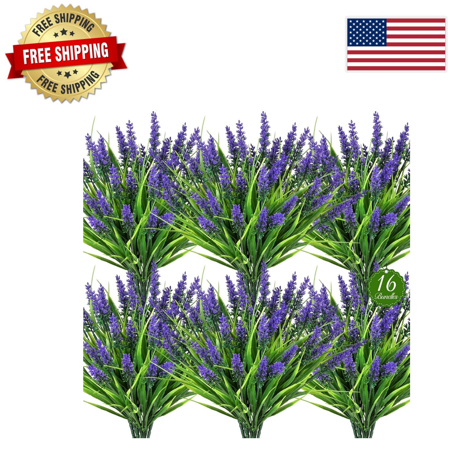 Vibrant 16-Bundle Faux Lavender & Monkey Grass for Elegant Home & Garden Decor