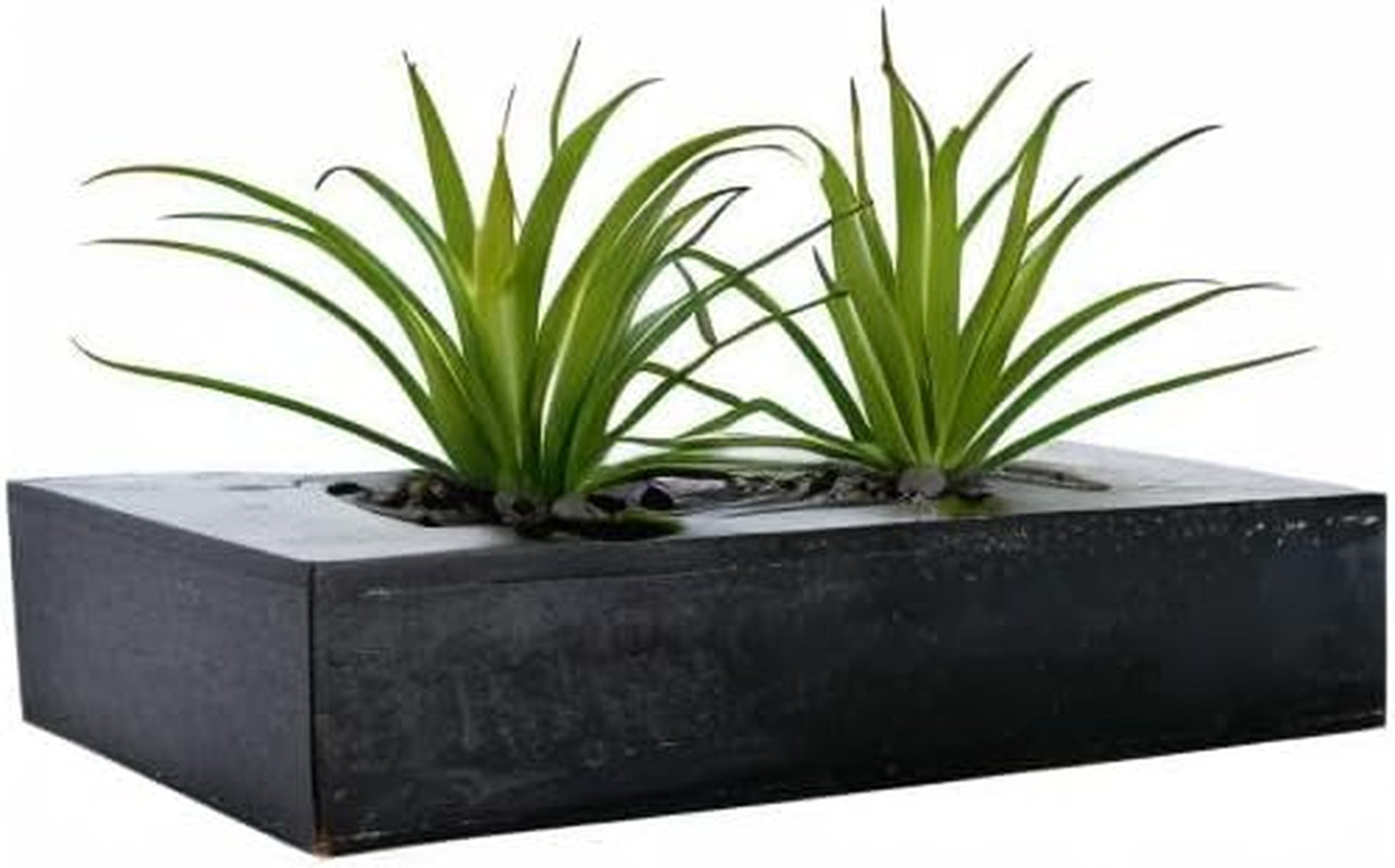 10 Inch Fake Grass Artificial Plants in Rectangular Black Wood Planter – Faux Pl