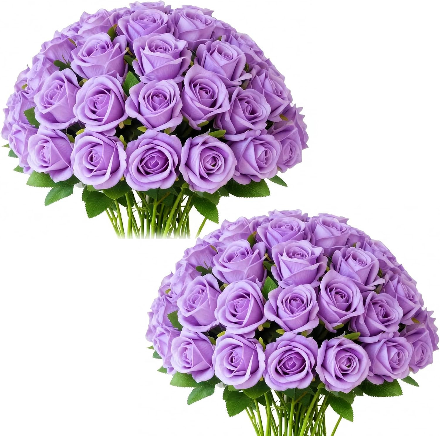 60-Pack Lavender Velvet Roses – Realistic Fake Flowers for Weddings & Decor