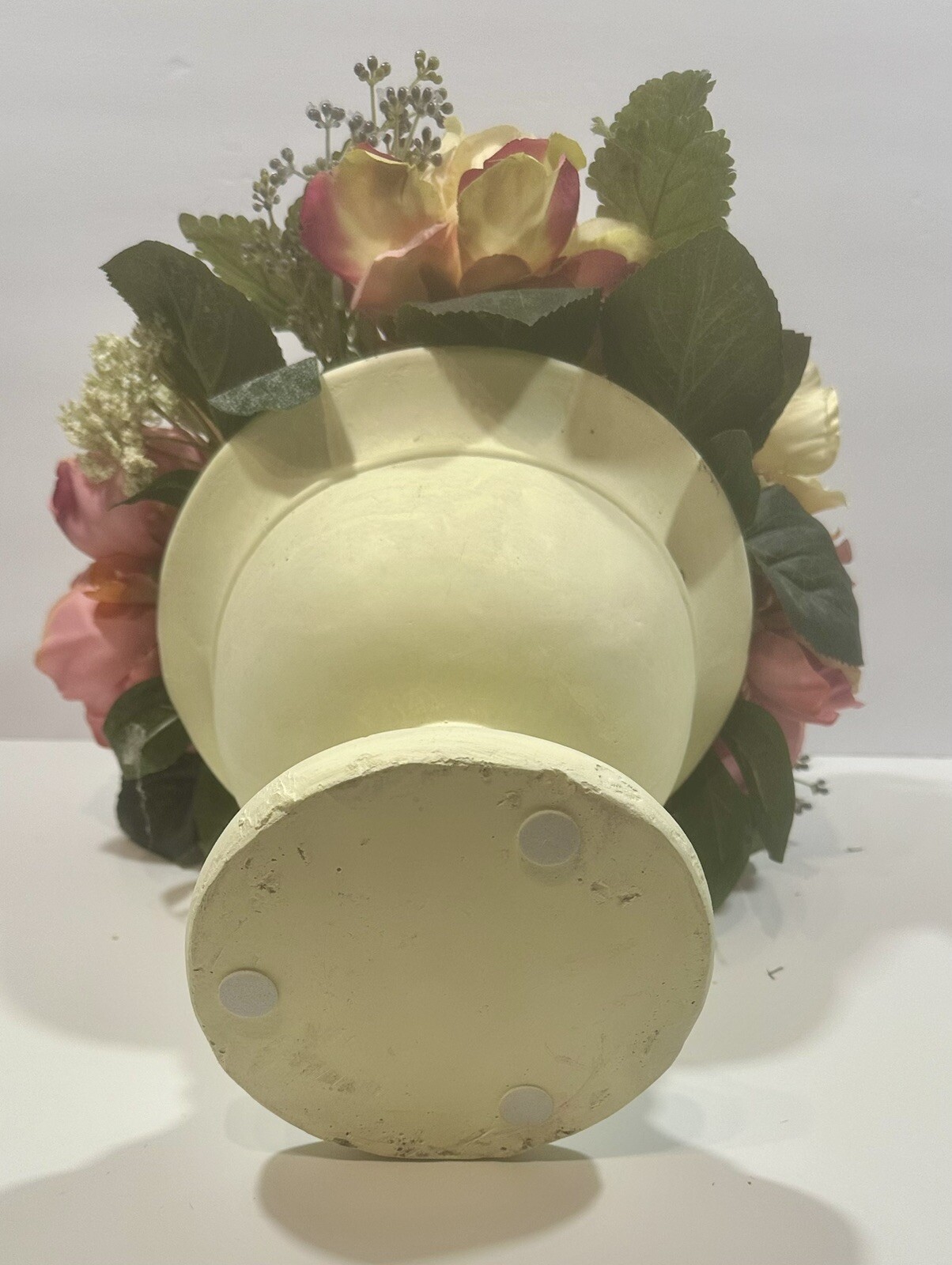 Artificial Spring Floral Bouquet in Stone Urn 14″ Faux Silk Centerpiece