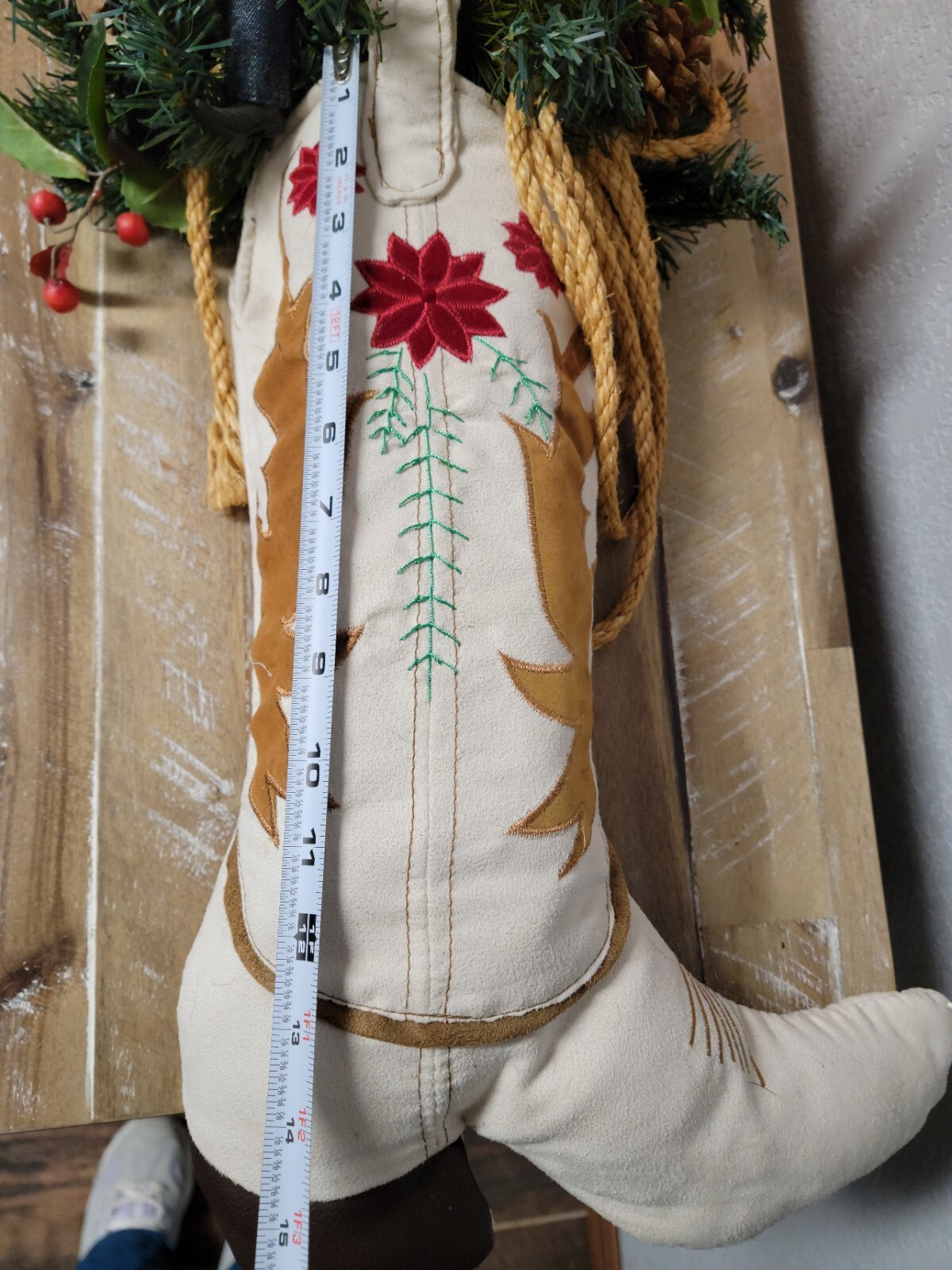 Western Cowboy Boot Christmas Tree Pine Tree Santa Holiday Arrangement Farmhouse