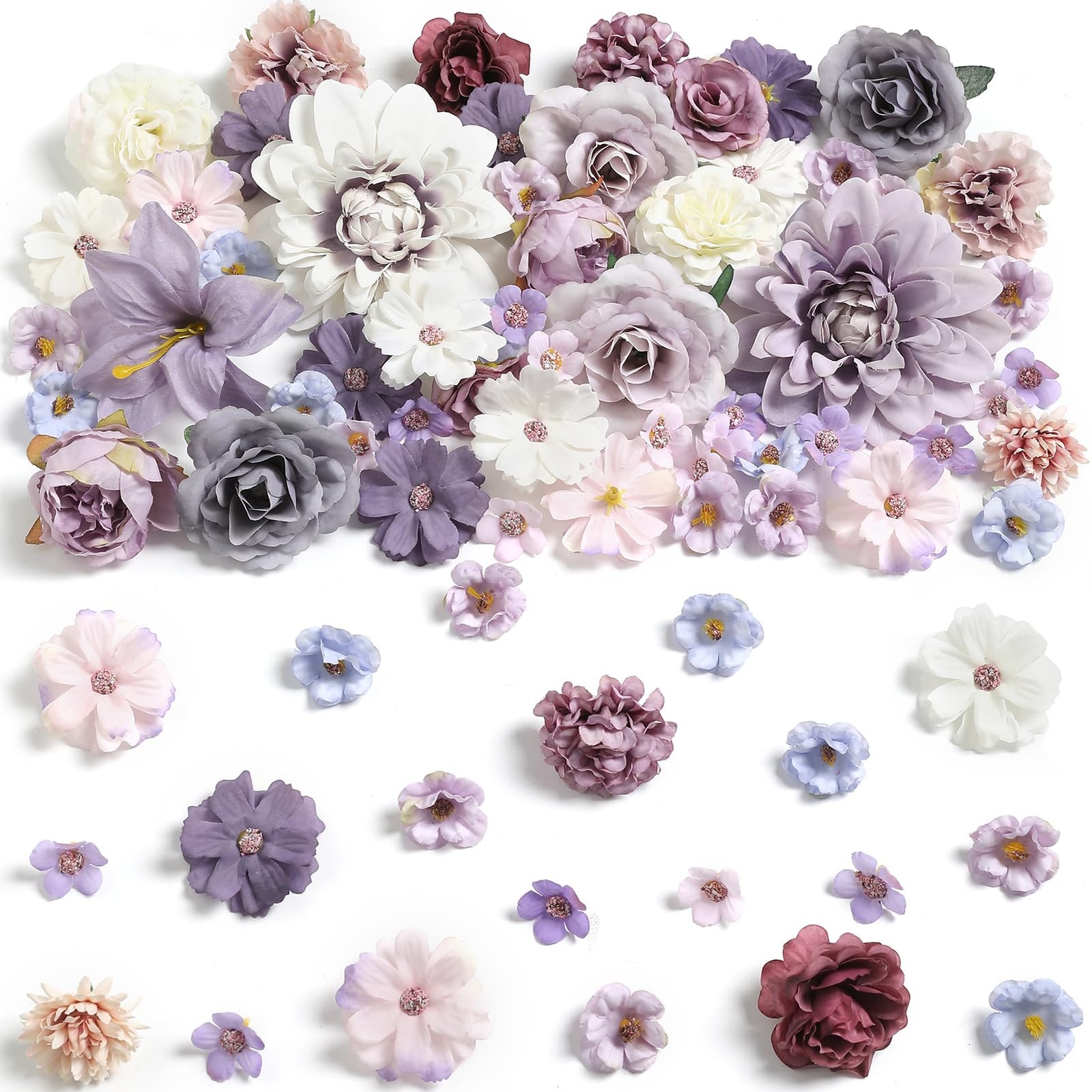 Fake Flower Heads Mini Artificial Flower Purple Faux Dahlia Rose Flowers for …