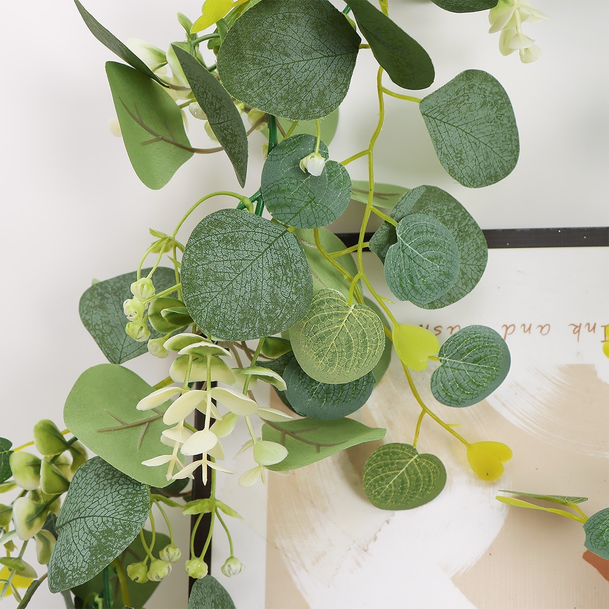 2x Artificial Eucalyptus Garland,Eucalyptus Leaves Table Greenery Garland Wreath
