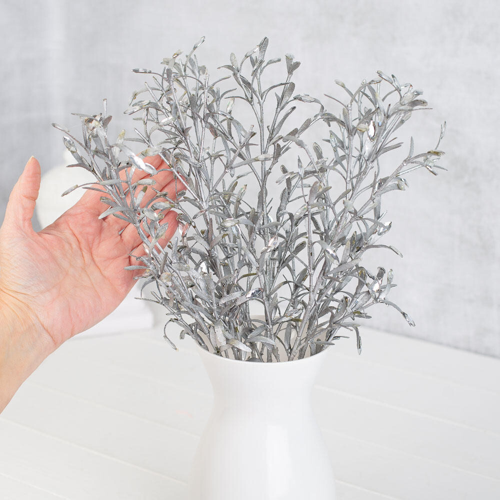 Package of 6 Artificial Rosemary and Clear Diamond 16″ Floral Sprays