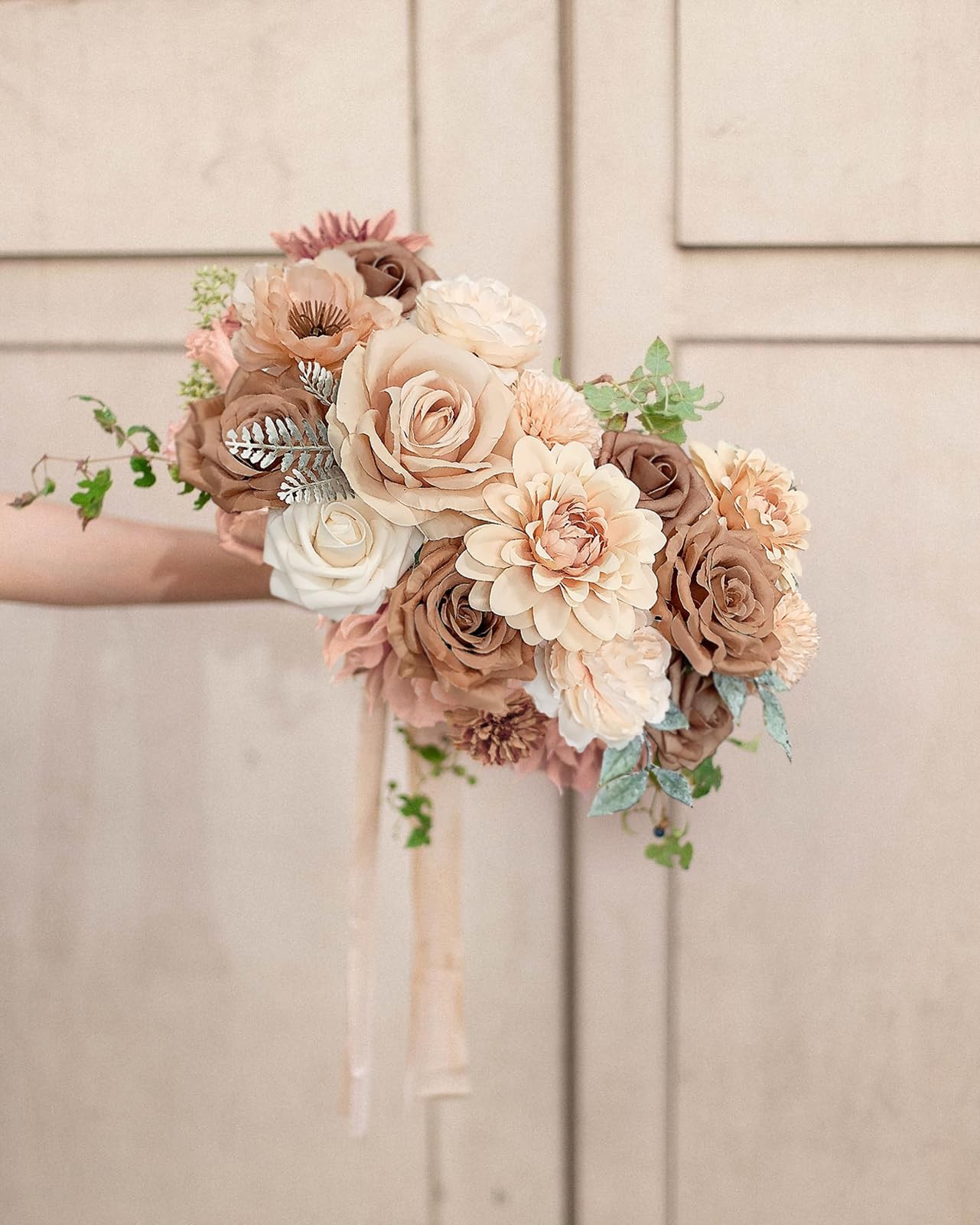 Roses Artificial Flowers Nude Fake Flower for DIY Wedding Bouquet Bridal Baby…