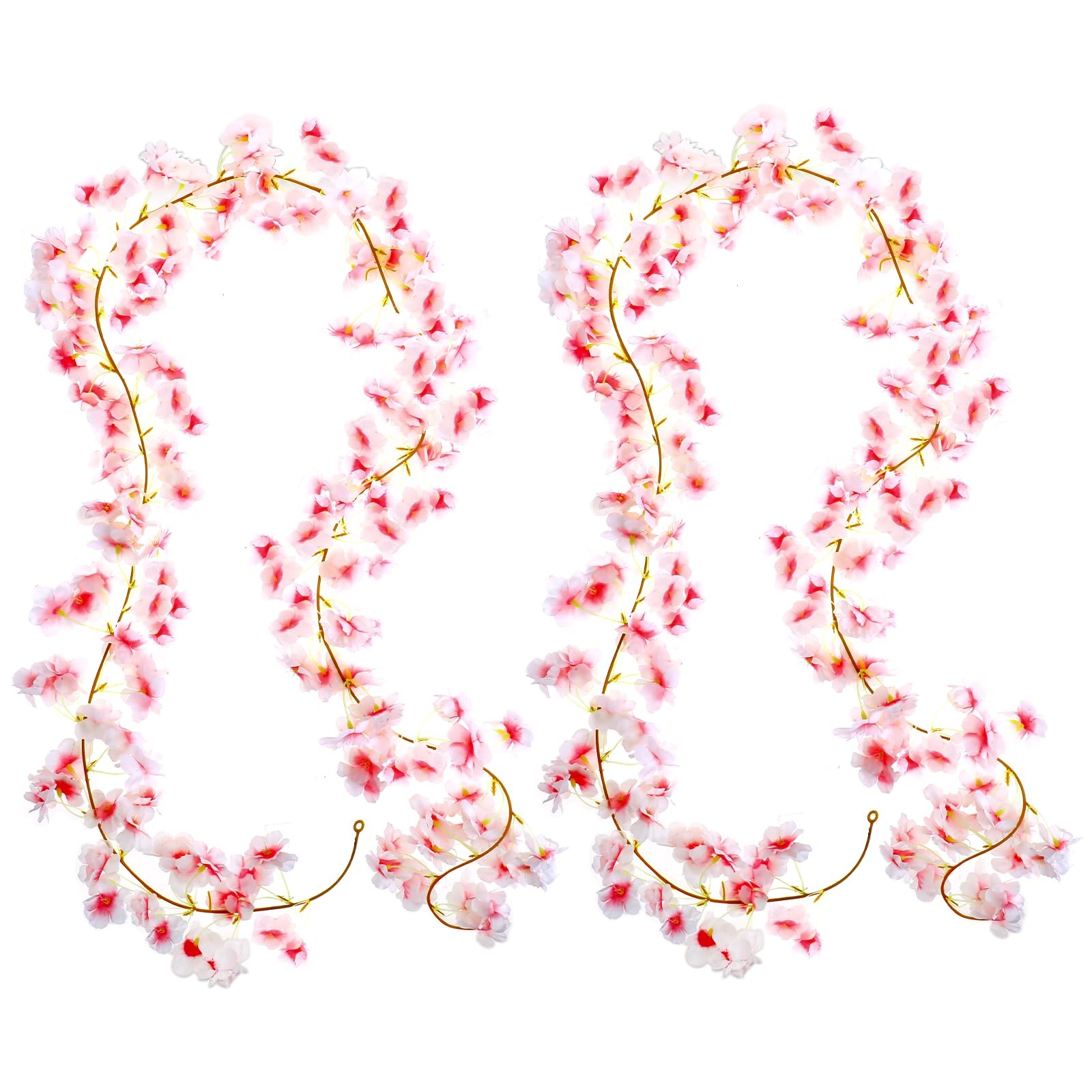 2Pcs 11.8FT Cherry Blossom Garland Artificial Cherry Flower Hanging Vines