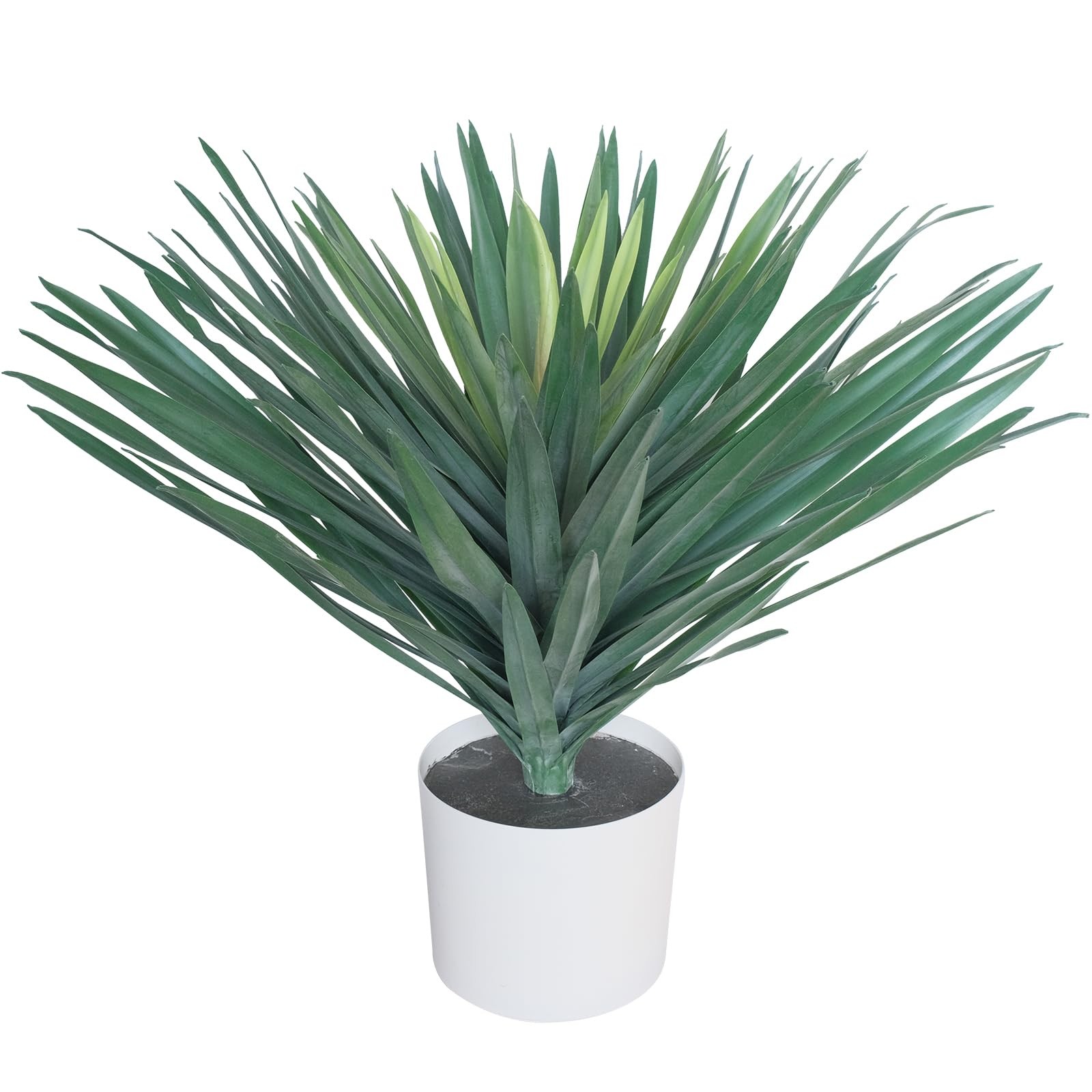 27″ Artificial Agave Plant in White Pot, Large Potted Fake Desert Green Plant…
