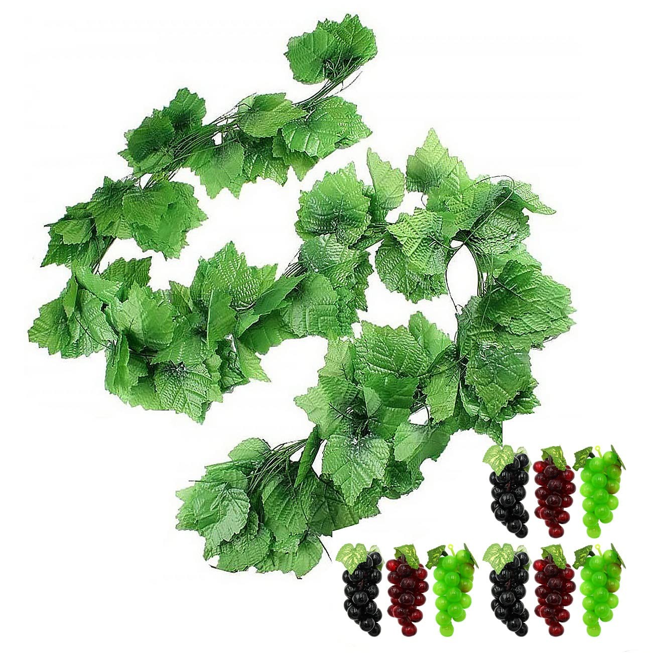 12 Strands 90 ft Artificial Fake Grape Vines with 9 Strings Grapes, Hanging P…