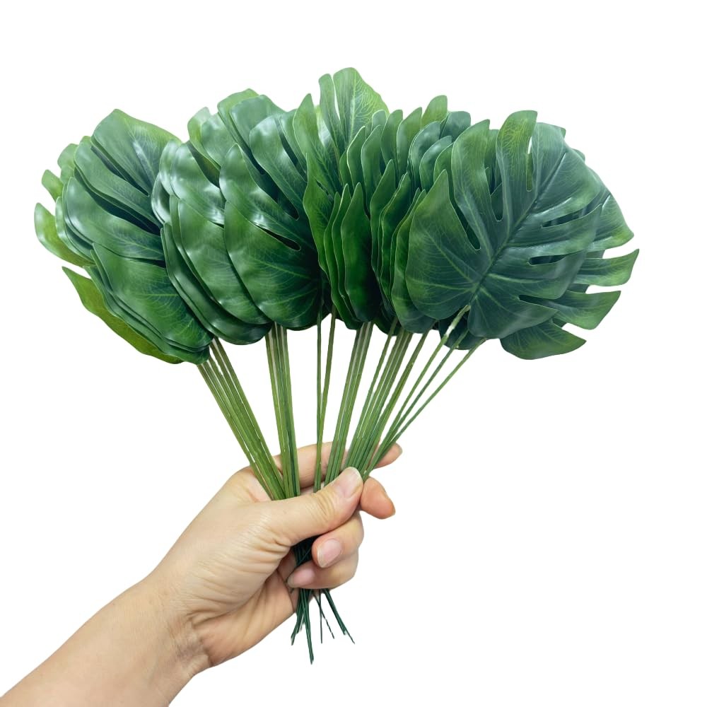 24 Pieces Mini Artificial Palm Leaves,11″ Artificial Leaves for Decoration,Ce…