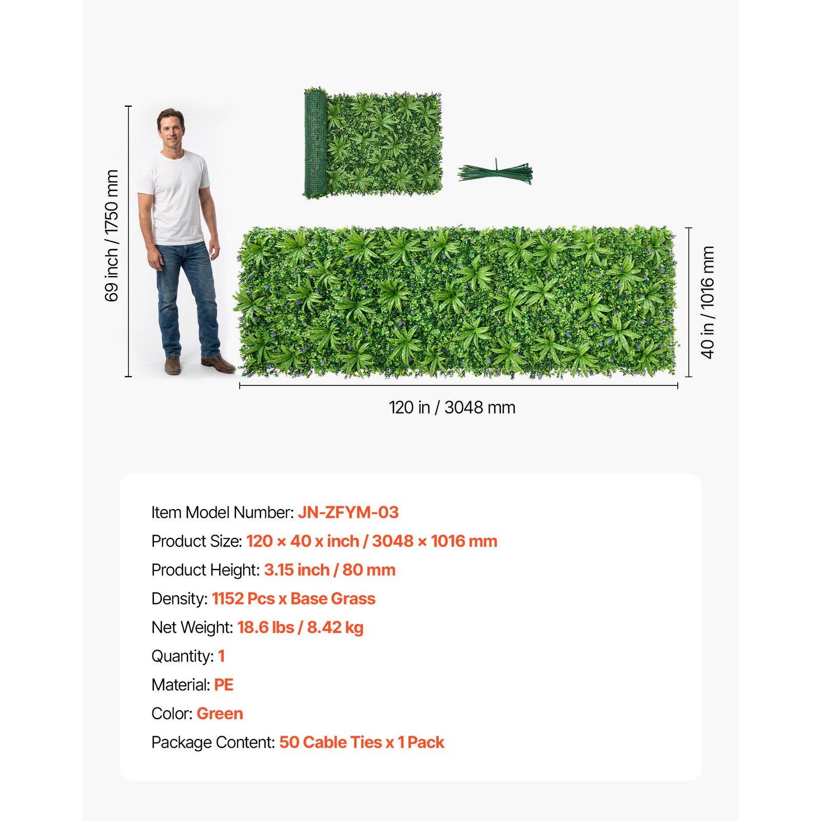 Uimoso Artificial Greenery Wall 40 x 120 in Boxwood Panel for Outdoor Decor