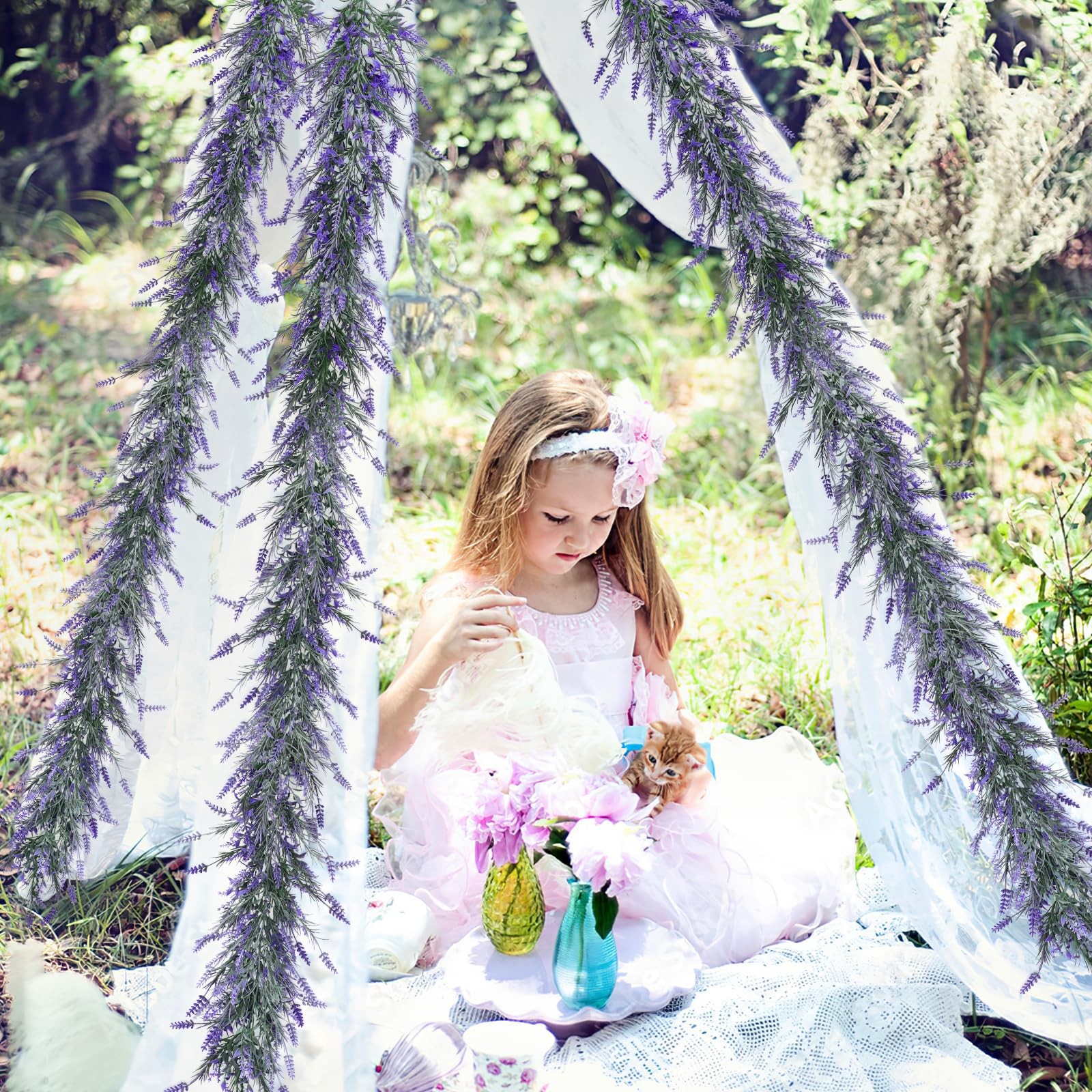 6FT 1PCS Spring Summer Lavender Garland Artificial Purple Flower Garlands Fau…