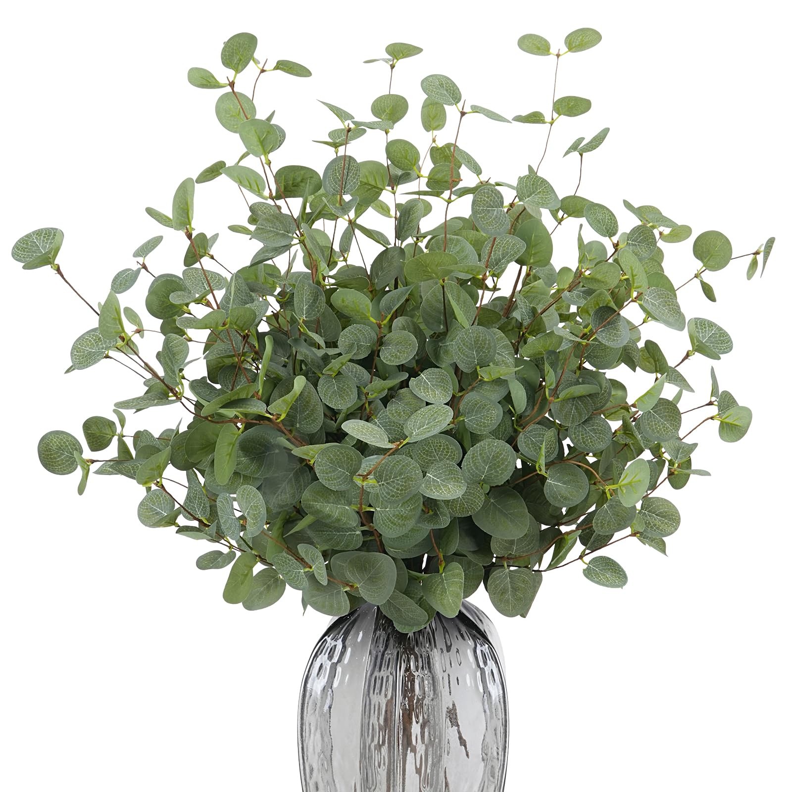12 Pack Artificial Eucalyptus Stems, 26.7″ Faux Eucalyptus Branches for Flora…