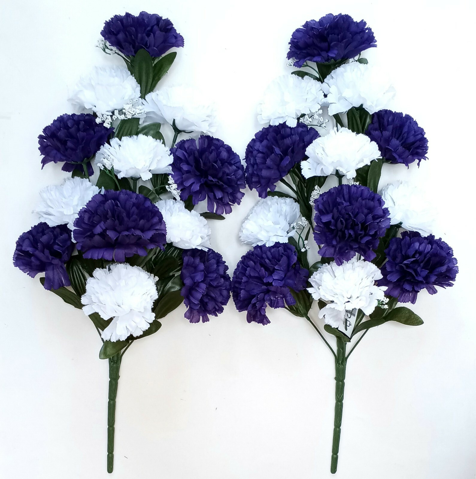 (2 pcs) Purple & White Carnation 20″ Spray Bush Memorial Outdoor Flower #2217