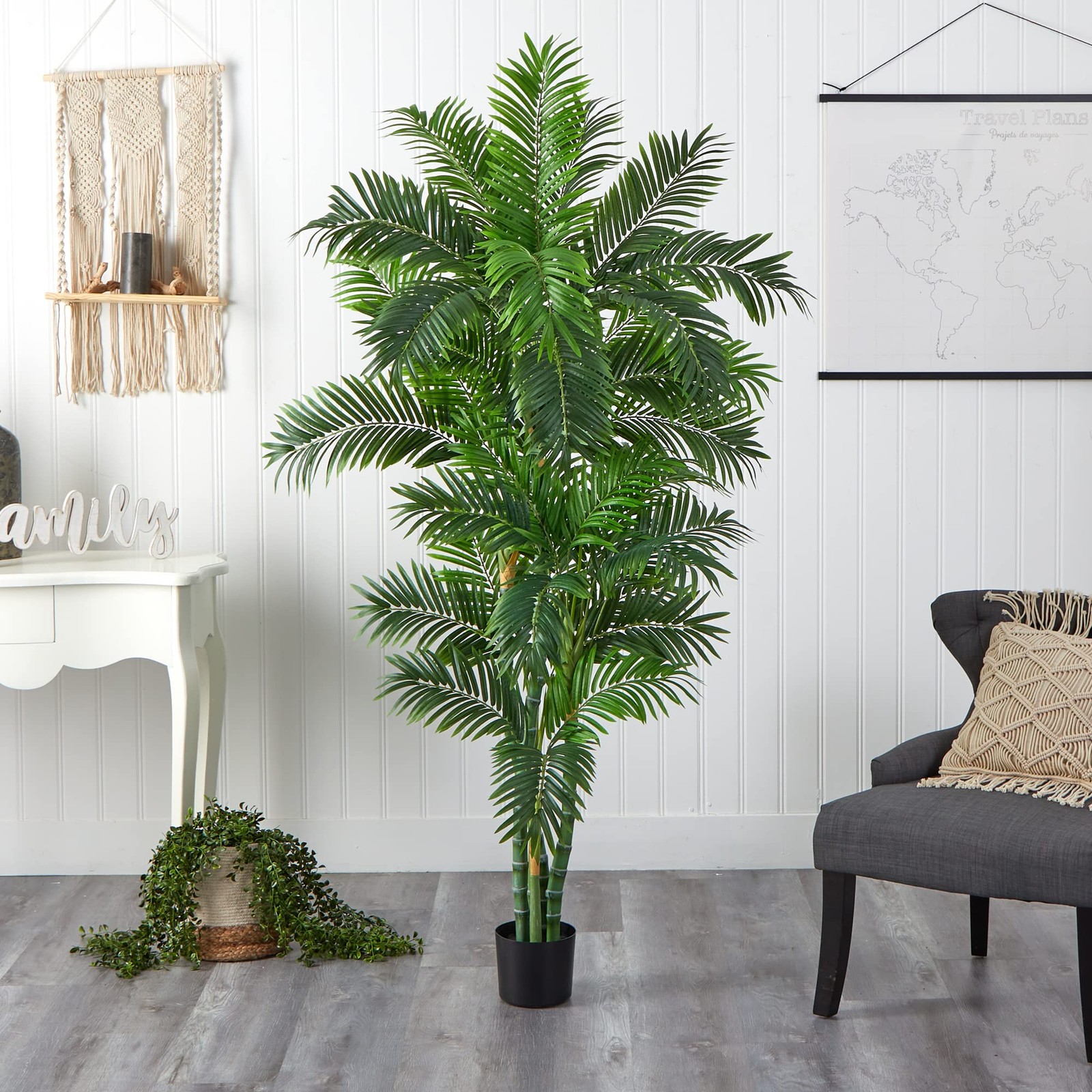 Nearly Natural 6FT Tall Artificial Curvy Parlor Palm Tree for 6ft, Green