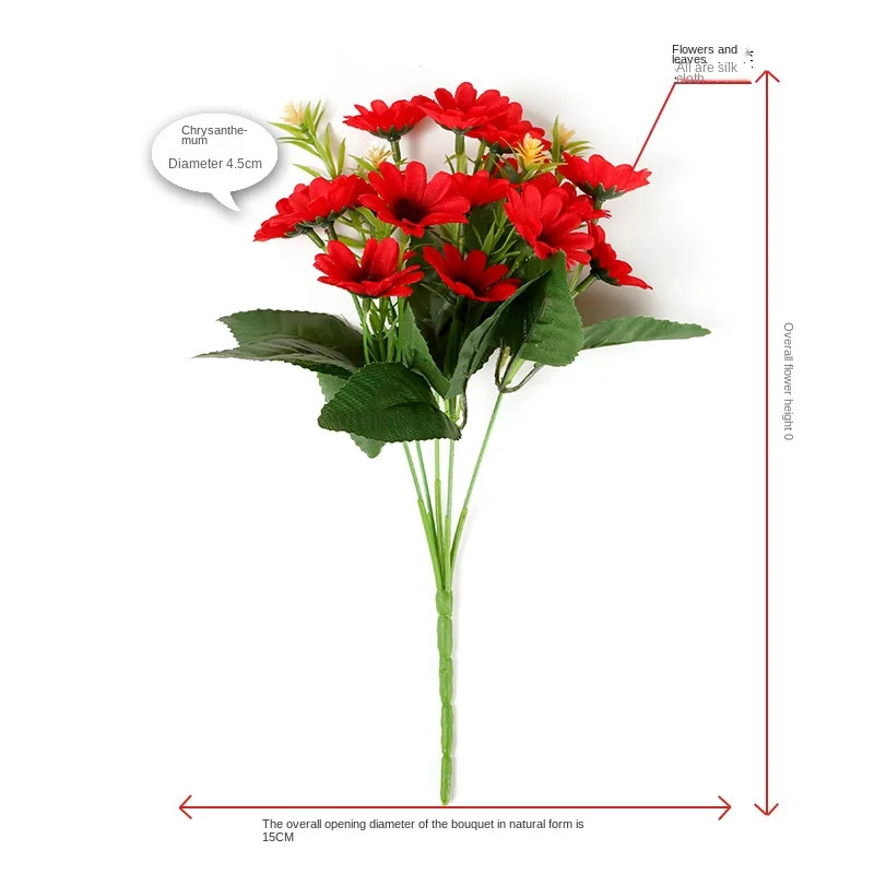 5 Fork 15Head Artificial Daisy Gerbera Flower Chamomile Flower Wedding Home Deco