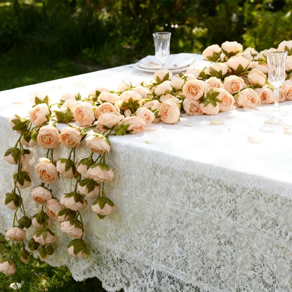 Artificial Peony Flower Heads, Cream White with Peach Center, Silk Fabric wit…