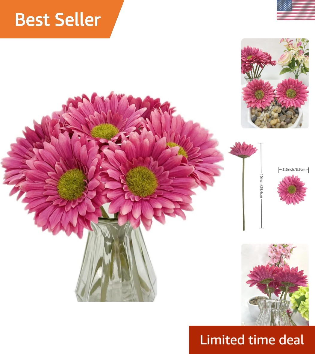Charming 10PCS Artificial Gerbera Daisy Flowers in Hot Pink for All Occasions