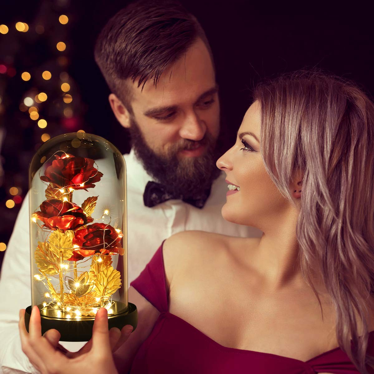 Valentines Day Gifts for Her,Beauty and The Beast Rose Gift,Galaxy Flower Ros…