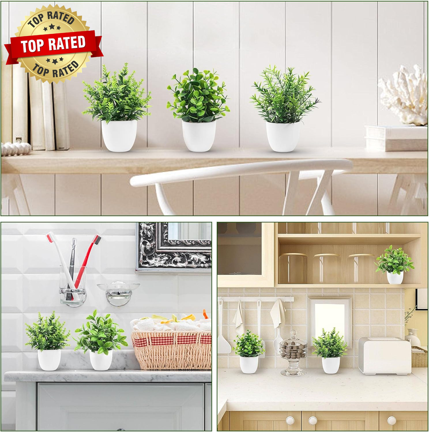 4 Pack Faux Plants Indoor Small Fake Plants for Bathroom Decor | Fluffy Pretty L
