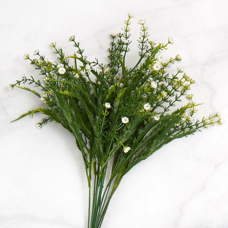 Artificial Bushes of White Mountain Mint | 2 Bushes | For Indoor Decor