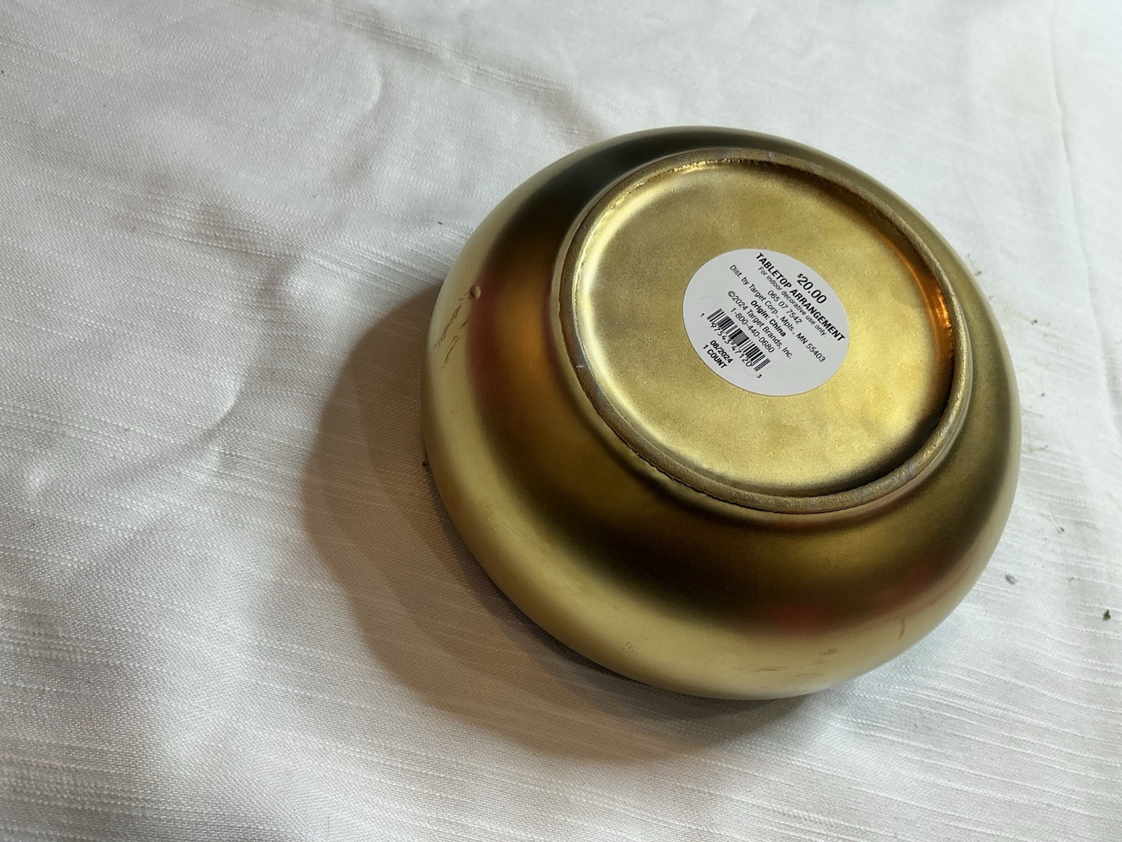 Threshold Faux Artificial Floral Decor Moss in Gold Ceramic Bowl Tabletop Plant