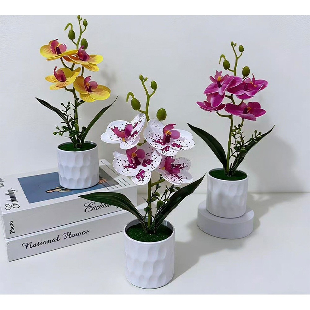 Plastic Phalaenopsis Orchid 3D Printed Potted Artificial Flower 28 x 15 cm