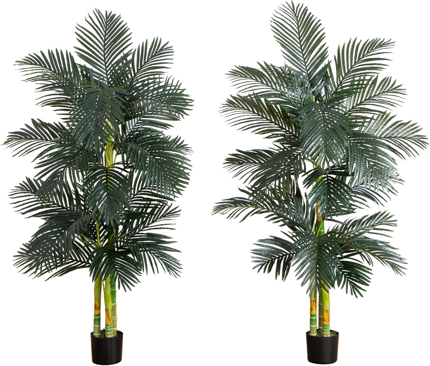 6.5Ft Artificial Golden Cane Palm Tree, Lifelike Silk Indoor Palm with Three Tex