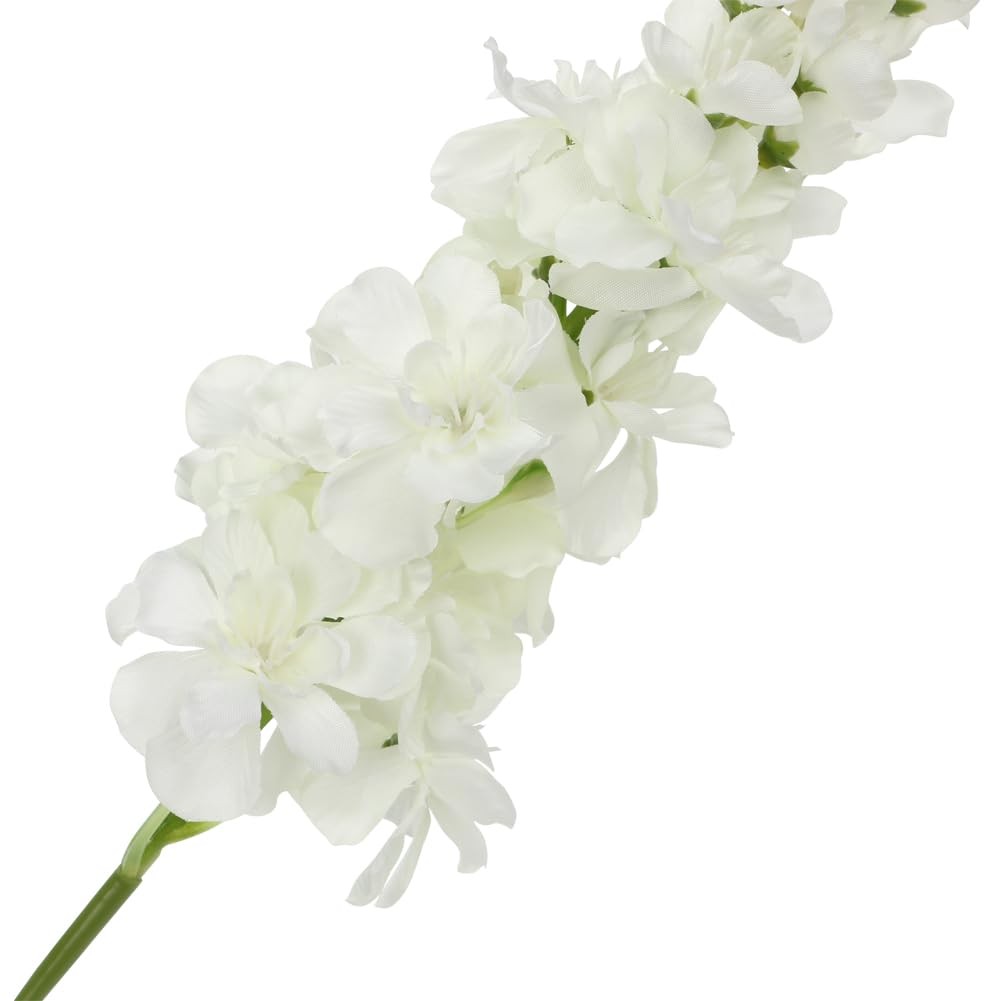 6 PCS White Delphinium Artificial Flowers 17.5 Inch Fake Larkspur Silk Decor