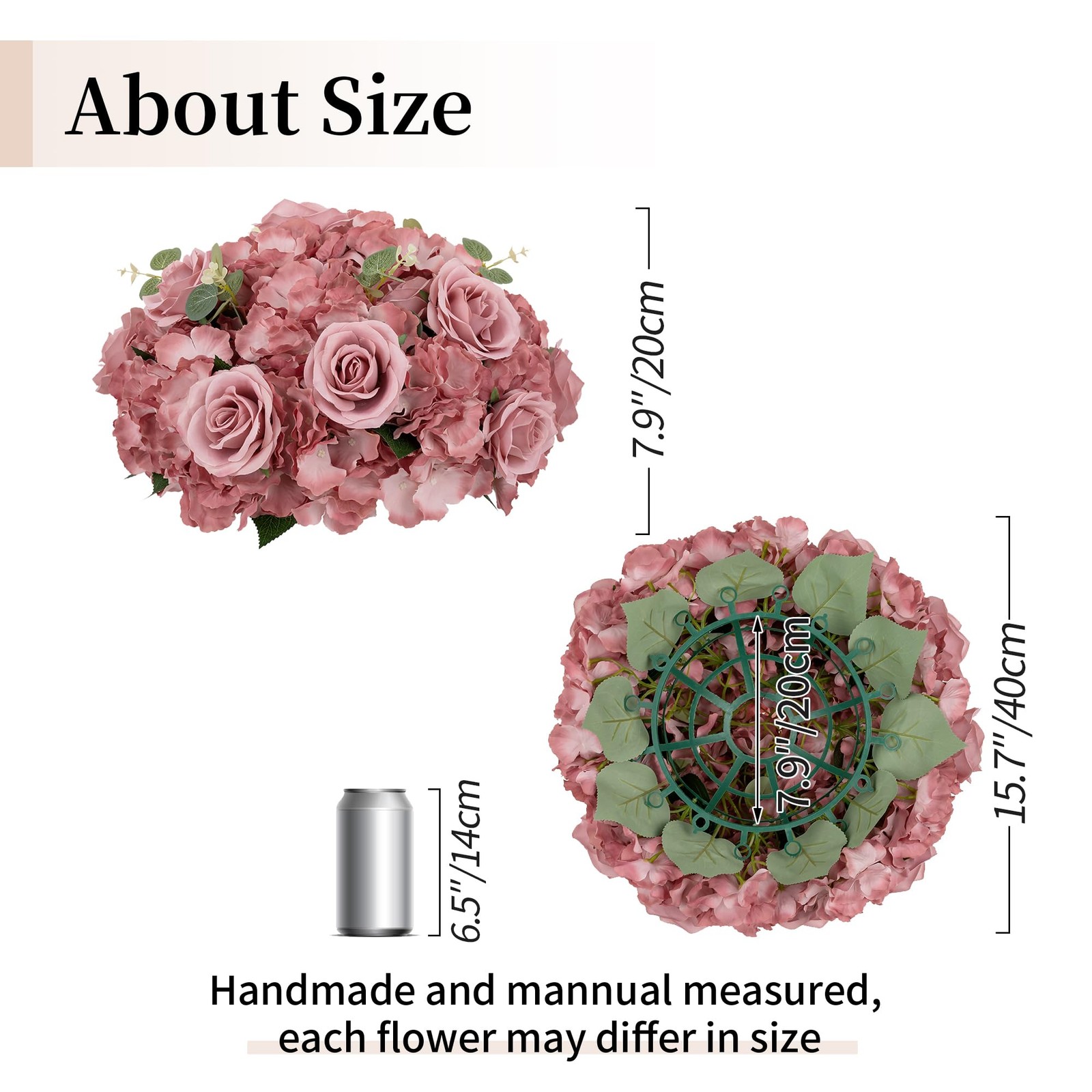 Artificial Flower Balls Wedding Centerpieces 6 Pcs 15.7″ Large Dusty Pink Fak…