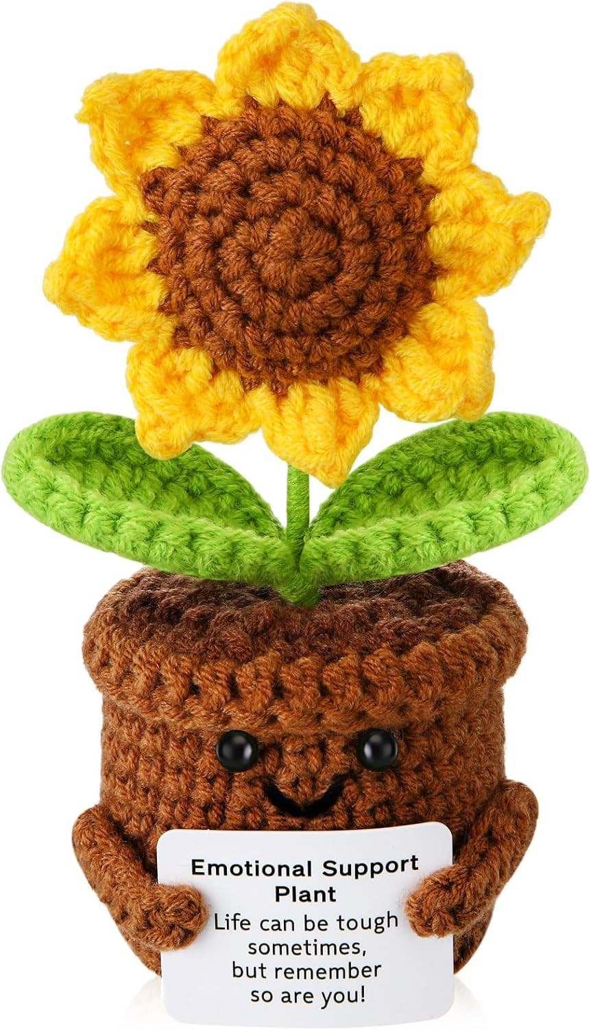 Emotional Support Plush Plant Crochet Sunflower Gifts for Women Mom Teacher Cowo
