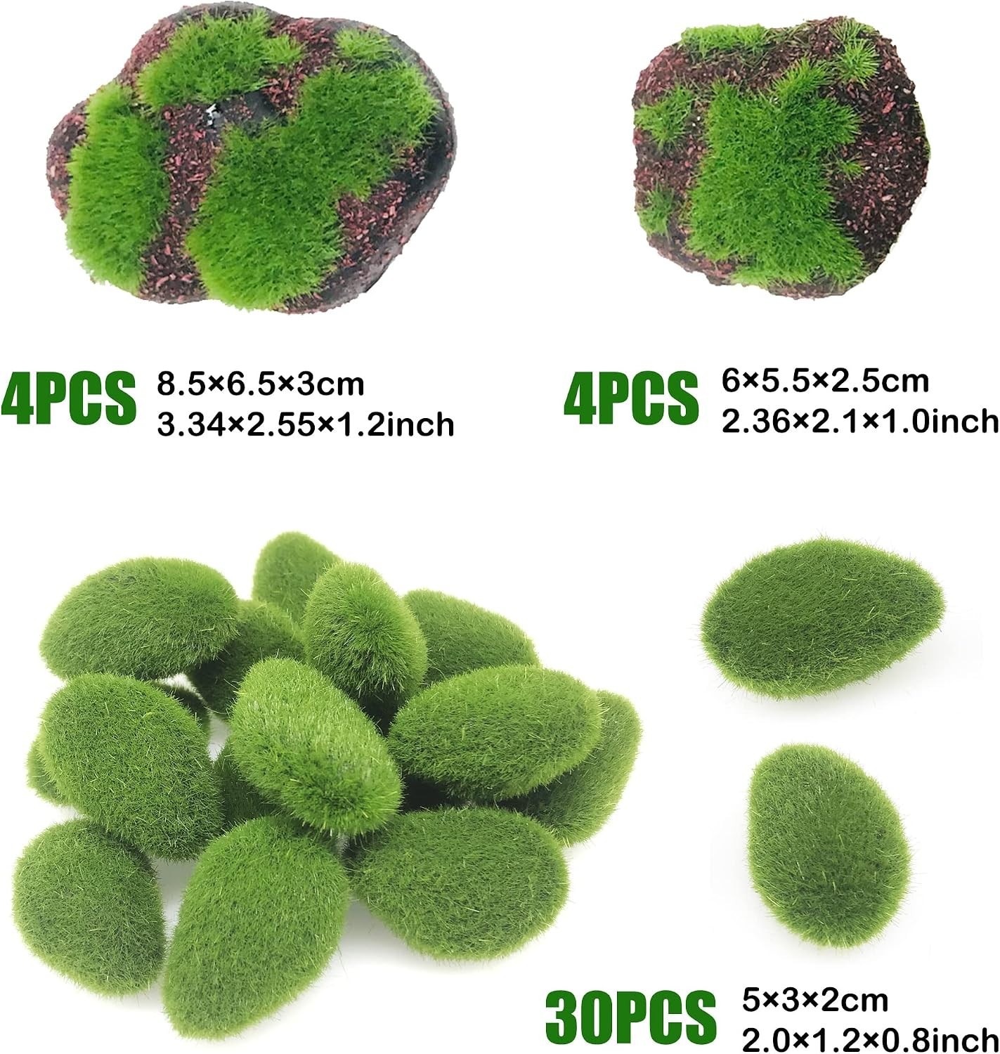 38 PCS Artificial Moss Rocks & Green Balls for Creative Floral Arrangements