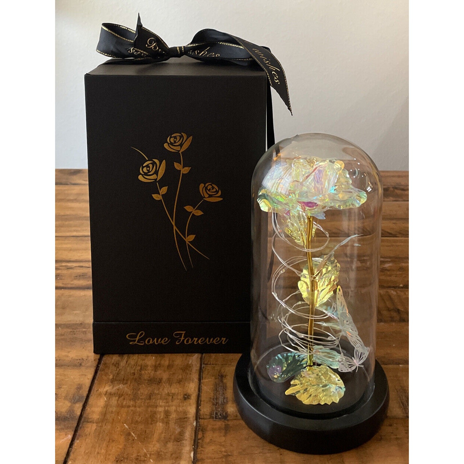 Best Wishes “Love Forever” Rose Flower In Glass LED Light Mother’s Day, Gift ❤️