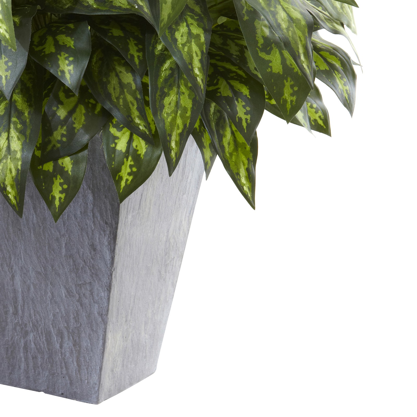 Nearly Natural Silver King with Slate Planter in Green