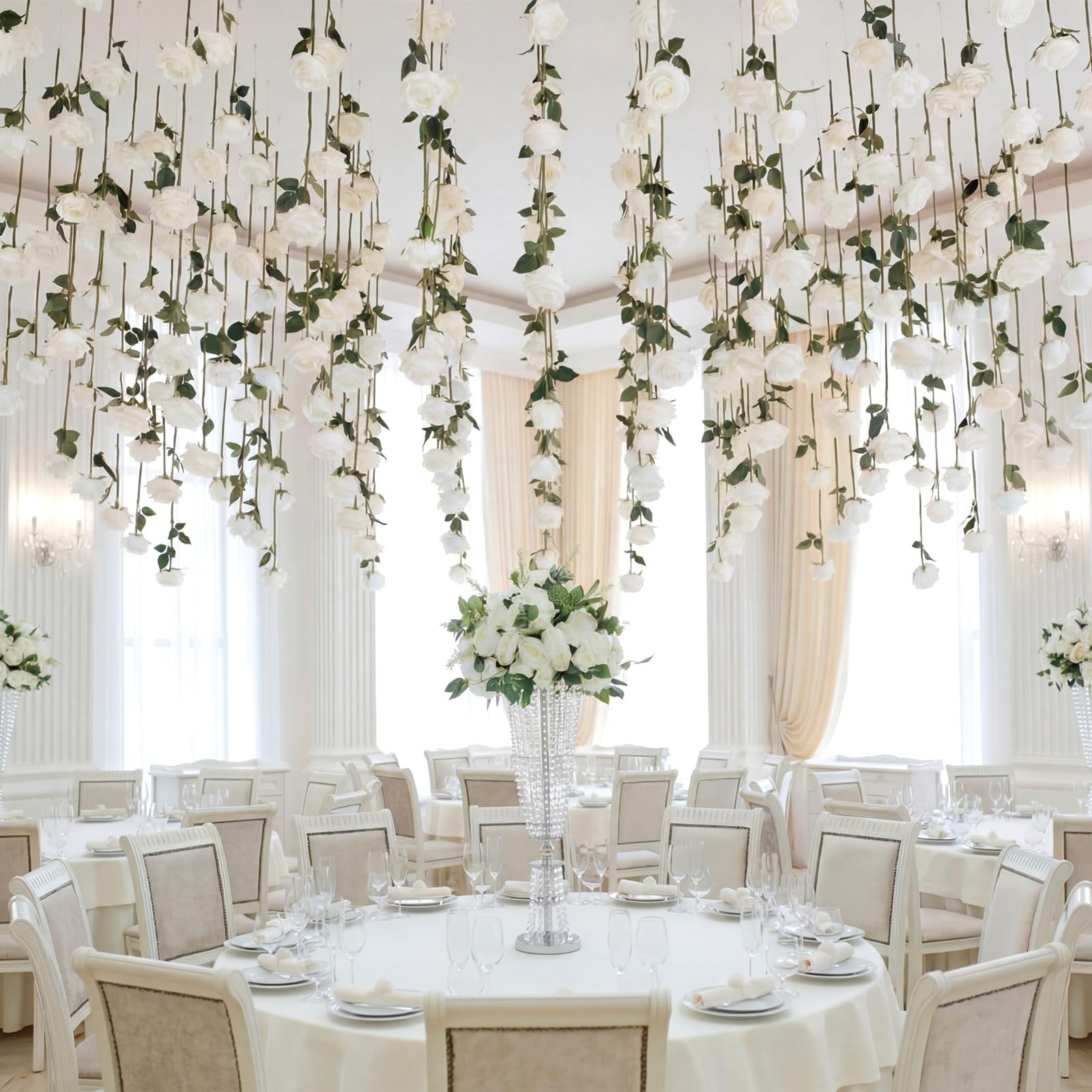 60 Pack Artificial Flower Hanging Flowers Ornament Floating Garland Ceiling R…