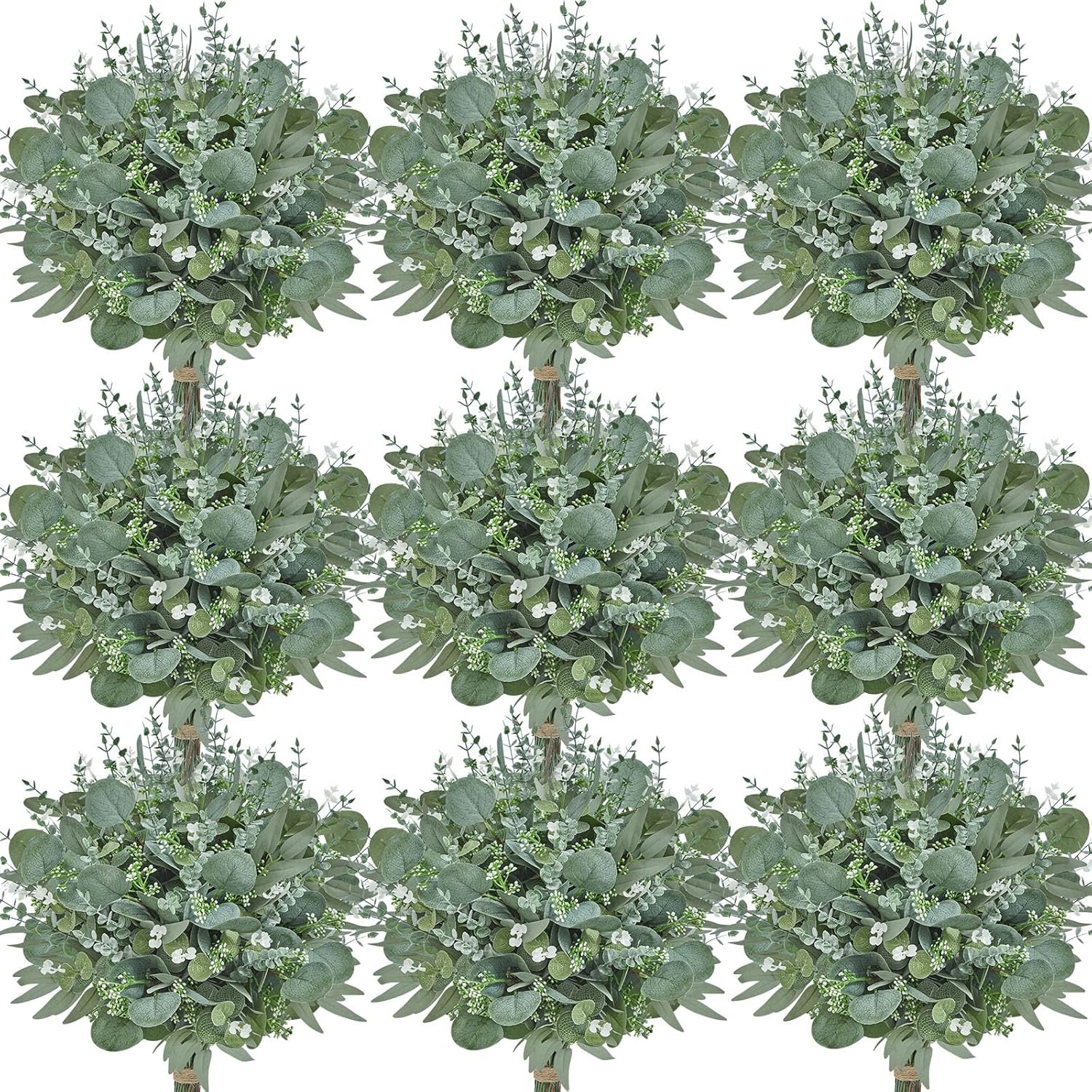 300 Pcs Faux Eucalyptus Leaves Stems for DIY Bouquets & Home Decor