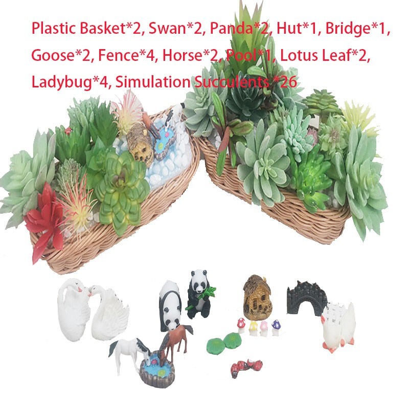 49 Pieces Artificial Succulent Potted In Box Indoor Outdoor Simulated Plants
