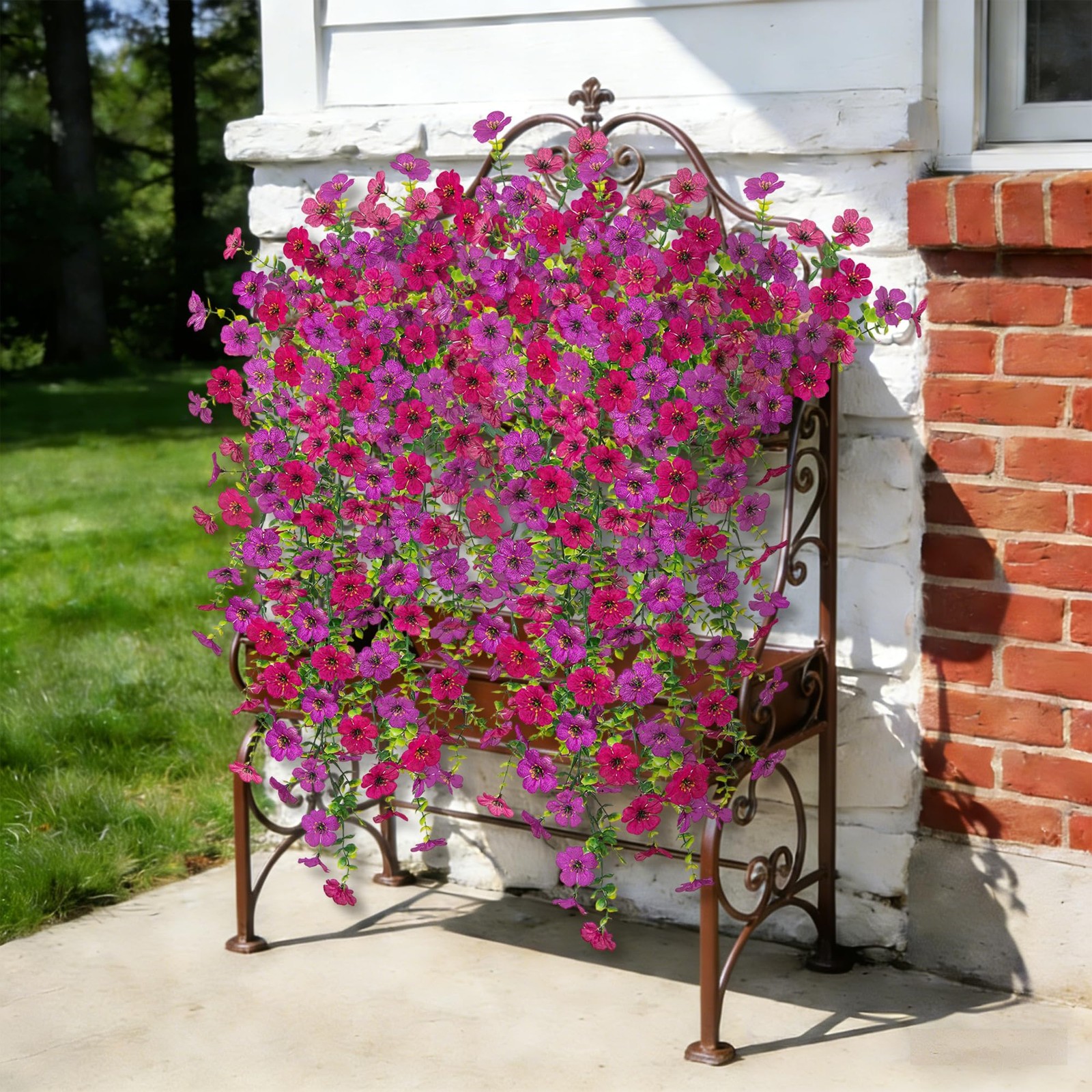 Ammyoo 2Pcs Fake Hanging Flowers for Outdoor Decoration Artificial Hanging Fl…