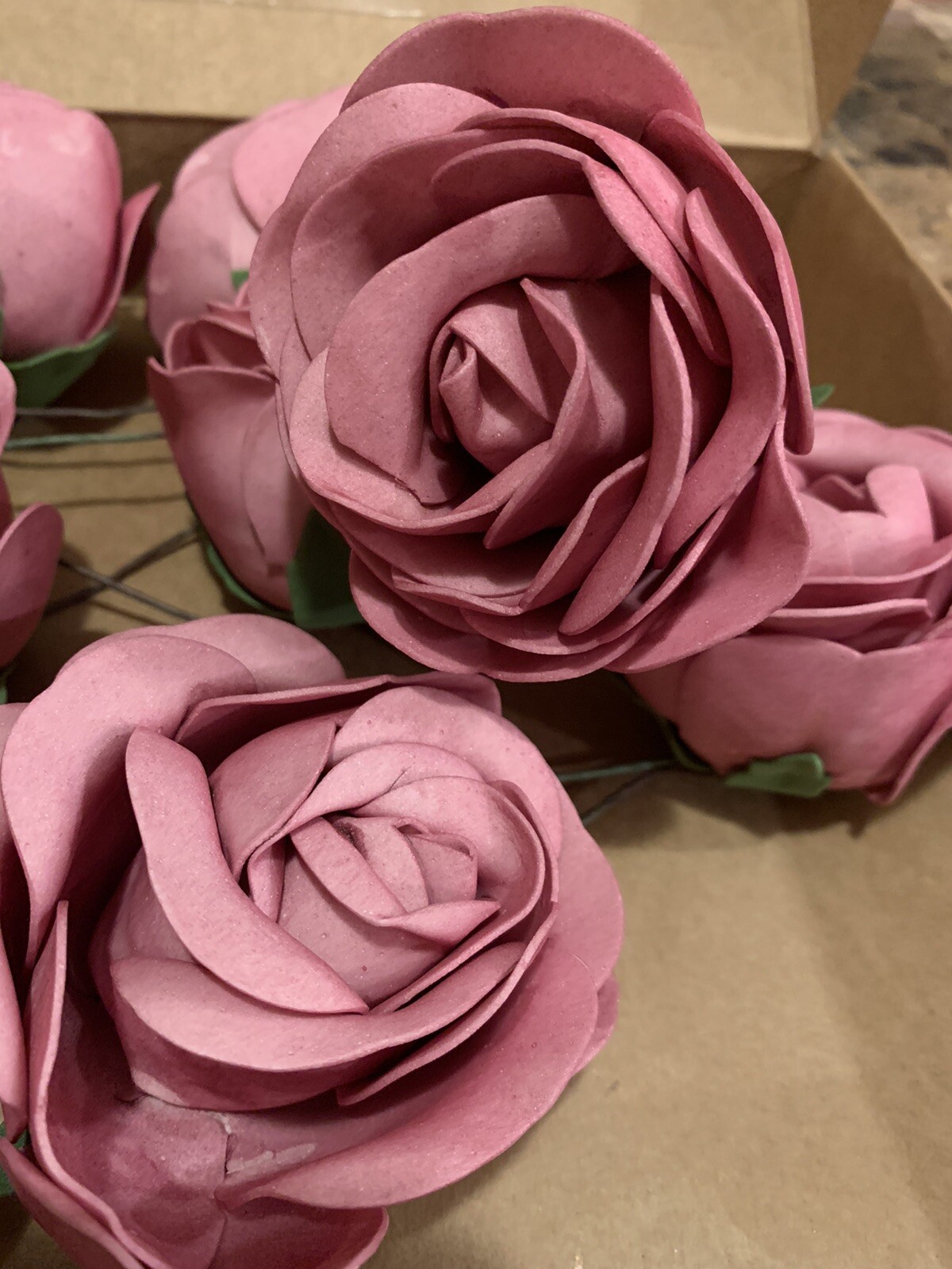 Ling’s Moment Realistic Artificial Roses Flowers 8pc Dusty Pink Rose DIY Wedding