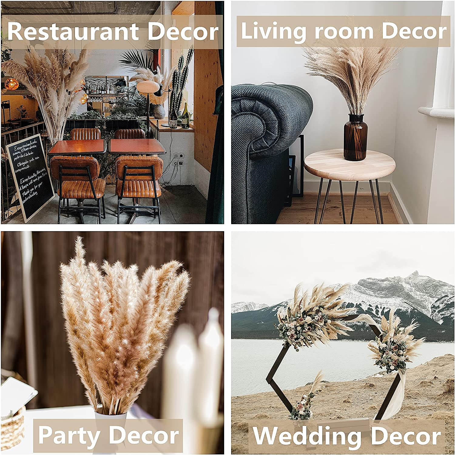 110 PCS Dried Pampas Grass Bouquet, Boho Table Decor, Bunny Tails Dried Flowers,