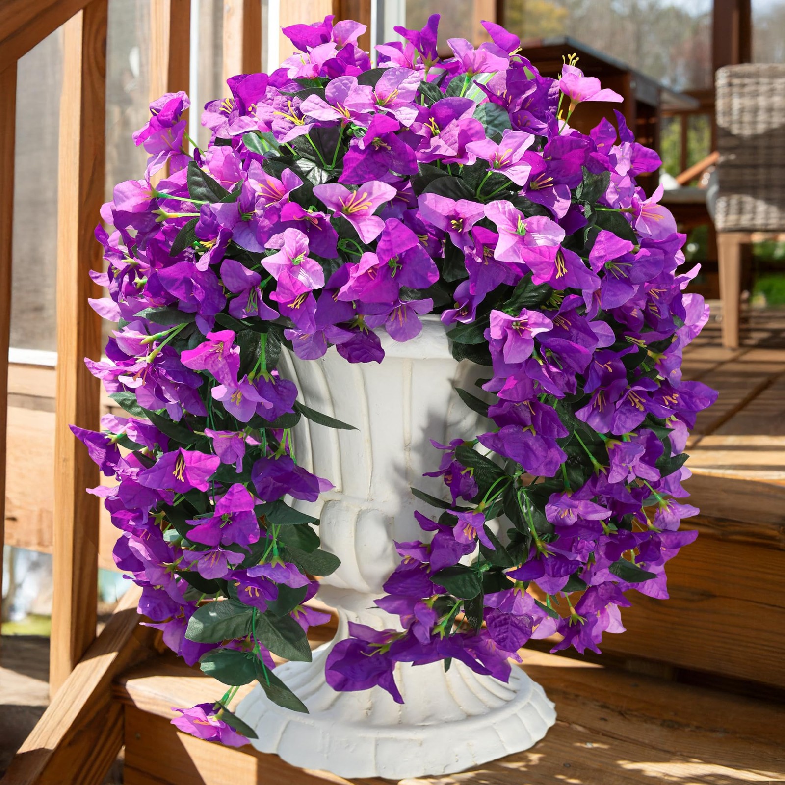 HyeFlora Bougainvillea Artificial Hanging Flowers Plants for Outdoors Decorat…